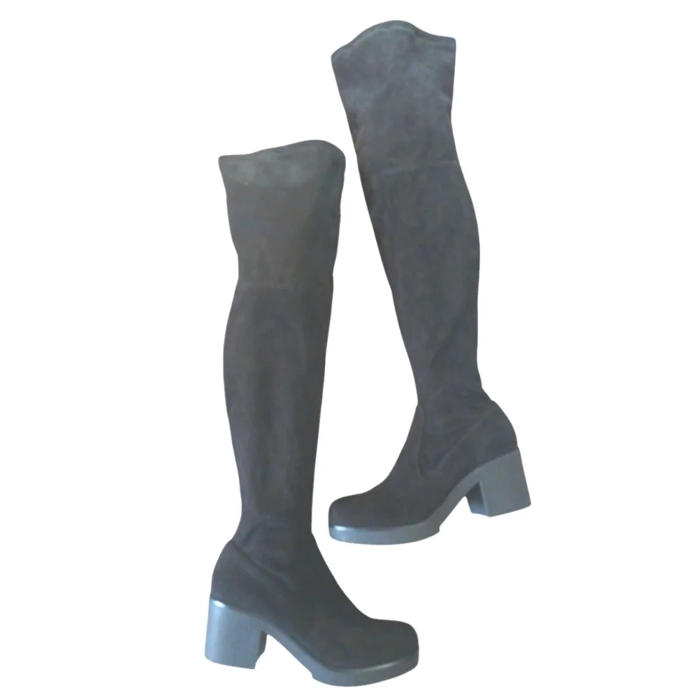 NWT Indigo Rd. Black Over the Knee Boots Wonen's Tall Block Heel Suede Boots 8.5